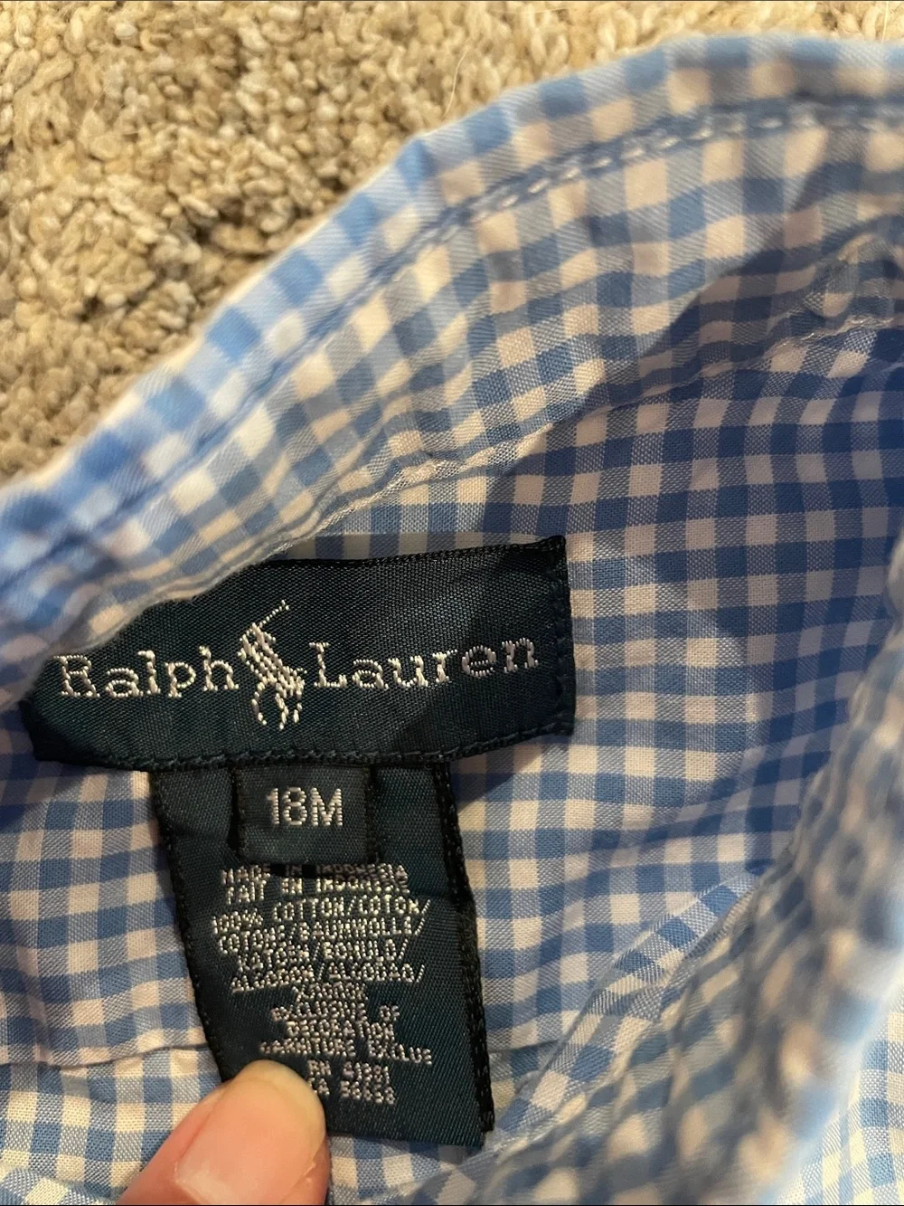 Ralph Lauren Boys Blue Gingham & White Button-Down Shirts (2)